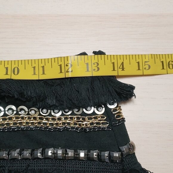 ENGLISH ROSE Black sequins beaded fringe pearls mini skirt - Picture 8 of 13